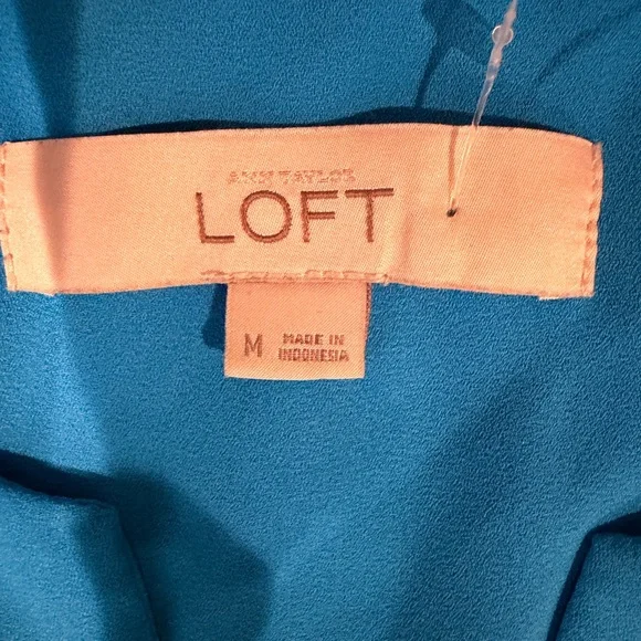 LOFT Bright Blue Sleeveless Ruffle Top - Picture 2 of 2